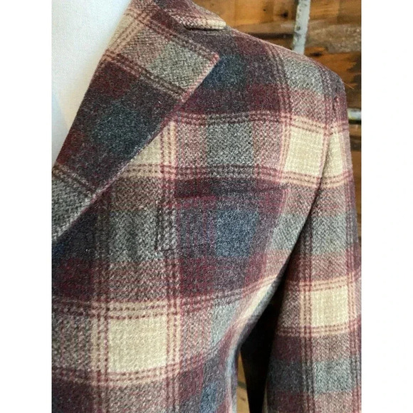 Vintage L.L. Bean Plaid Blazer Womens 8P Wool & Cashmere Blend - Picture 2 of 12